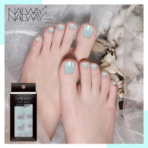 Manicura de uñas postizas con pegamento, puntera cuadrada de ABS azul claro, venta al por mayor - Product Image 1