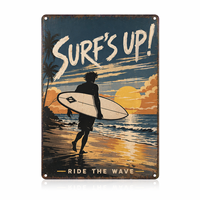 Panneau en métal de haute qualité, motif personnalisé, style moderne, vintage, rétro, plage, surf, pour boutique de surf, hôtel, maison, bar, décoration murale