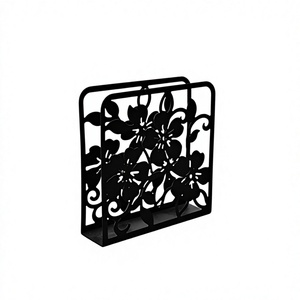 Black <b>Color</b> Kitchenware Napkin Holder Handmade Customized Size Shape Napkin Holder <b>Tissue</b> <b>Paper</b> Holder - Product Image 1