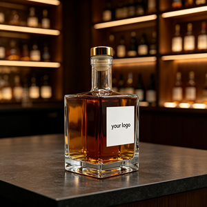 Bouteille en verre carrée transparente de 500 ml et 750 ml pour rhum, whisky, <span class=keywords><strong>vodka</strong></span>, liqueur avec bouchon en liège à vendre - Product Image 4