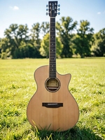 Customizable Glossy Acoustic Guitar Spruce Top Mahogany Plywood Natural Wood Finish