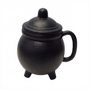 Caldero de Hierro Fundido Simple con Tapa y Asa Lateral, Negro Tradicional, para Incienso Granulado, Carbón y Brujería - Product Image 1