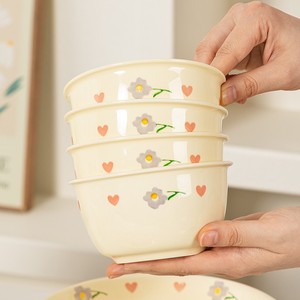 <strong>Cream</strong> Wind Rice Rice Bowl Home 2024 New Dish Set Home Lovely Rice Bowl Plate Tableware - Product Image 2