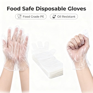Gants jetables en PE de qualité alimentaire Kangle, gants en plastique transparents pour la cuisine, la restauration, la manipulation des aliments, 100 pièces/sac, usine - Product Image 1