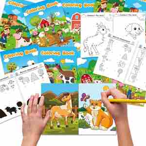 <b>Small</b> Art <b>Drawing</b> Book for Kids Children Farm Animals Mini Coloring Books Wholesale Custom Printing Farm Animals Coloring Books - Product Image 1