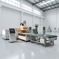 Centro de Mecanizado CNC para Trabajos en Madera con Perforación y Etiquetado en Línea, con Cambiador Automático de Herramientas de 12 Herramientas