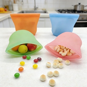 Eco Friendly Transparent Resealable Leakproof Storage Heat Resistant Silicone Snack Food Grade Customizable <b>Ziplock</b> <b>Bag</b> - Product Image 1