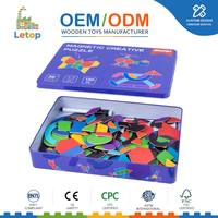 Mainan Puzzle Balok Geometris Kayu 180 Pcs untuk Anak Balita Tangram Jigsaw Montessori STEM Teka-teki Otak Hadiah Edukatif