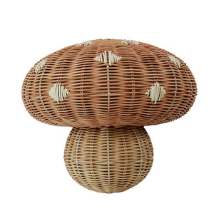 Hand Woven Rattan Mushroom Wall <b>Lamp</b> E27 Led Light Source Khaki Color For Childrens Room Bedroom <b>Study</b> Wall Mounted - Product Image 5