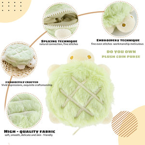 2025 Phụ Nữ Ví Ánh Sáng Rùa Mềm Thay Đổi Túi Mini Dây Kéo Dễ Thương Động Vật Sang Trọng Ví Tùy Chỉnh Đồng Xu Ví Túi Keychain - Product Image 2