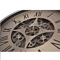 Horloge murale décorative industrielle américaine rétro de 45 cm avec engrenages dynamiques et aiguilles, pour salon, décoration murale haut de gamme en fer de style européen