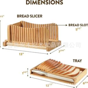 Cortador de pan y tostadas de bambú con recogedor de migas, herramienta de cocina antideslizante para hornear - Product Image 2