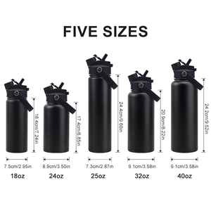 Bouteilles d'eau en acier inoxydable à isolation sous vide, légères, écologiques, avec logo personnalisé, OEM, 25 oz, 32 oz, sans BPA, avec paille rabattable - Product Image 3