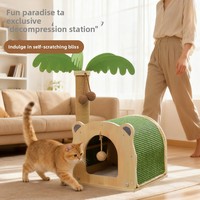 Grand arbre à chat en bois avec design de grotte simple et confortable, jouet et griffoir pour chat résistant aux rayures, toutes saisons