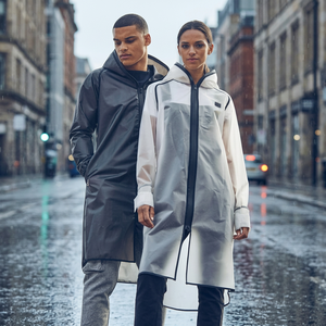Nouvelle Arrivée Veste Coupe-Vent Transparente Imperméable à Carreaux Grande Taille pour Homme avec Bandes Néon et Fermeture Éclair à Capuche Épaisse - Product Image 3