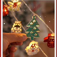 Guirlandes lumineuses LED de Noël transfrontalières pour l'extérieur, décoration d'arbre de Noël, ambiance festive, thème Père Noël, IP44, alimentation par piles/solaire/USB