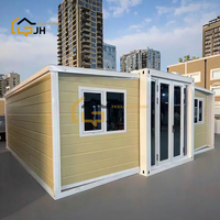 Maison conteneur préfabriquée pliable et extensible à double aile de 20 et 40 pieds avec chambre, maisonnette moderne portable