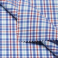 Kain Tenun Berkualitas Tinggi Grosir Kustom 100% Katun Celup Benang Biru Motif Kotak-kotak 108GSM Berat Sedang untuk Pria, Wanita, dan Anak-anak