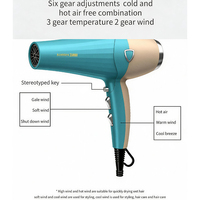 Sèche-cheveux professionnel Komex 2600W, 200 millions d'ions négatifs, moteur AC haute vitesse 21000 tr/min, avec brosse et diffuseur