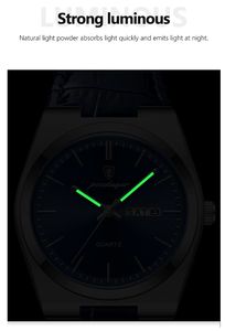 Reloj de Lujo para Hombre, Reloj de Pulsera de Cuero, Reloj de Cuarzo, Resistente al Agua, Luminoso, con Fecha y Día de la Semana - Product Image 6