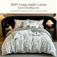 Parure de lit et taies d'oreiller personnalisables en coton 100% écologique, 300 fils, respirante, toutes saisons, imprimé moderne végétal