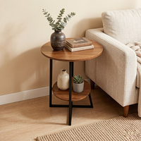 Table d'appoint en métal à 2 niveaux pour chambre à coucher, table de chevet simple, étagère de rangement pour salon - Vente en gros