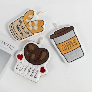 2025 Dễ Thương Thêu Tay Khăn Nén Nhanh Chóng Khô Dày San Hô Lông Cừu Cho Nhà Bếp Mới Cà Phê Theo Chủ Đề Nhỏ Khăn Cho - Product Image 3