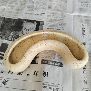 SH STONE vente en gros personnalisé marbre bijoux décoration travertin boucles d'oreilles collier bague bijoux présentoir anneau plat plateau - Product Image 4