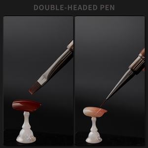 Çift kafa inşaat tırnak fırçası genişletilmiş sandal kolu işık terapi fırça Nail Art Liner çizim boyama kalem - Product Image 4