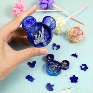 Castle Mouse kepala pengaduk cetakan Resin epoksi silikon cetakan untuk perhiasan DIY gantungan kunci mengisi botol Maple daun PC kantor OPP - Product Image 4