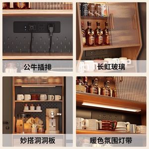 Solid Wood <b>Sideboard</b> 900mm Tall <b>Cabinet</b> With 3 Drawers <b>Kitchen</b> Storage Tea <b>Cabinet</b> Narrow Design Walnut Color - Product Image 4