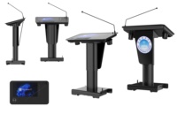 Pupitre électrique réglable en hauteur microphone infrarouge sans fil IOT podium bureau d'ordinateur de discours de professeur d'université