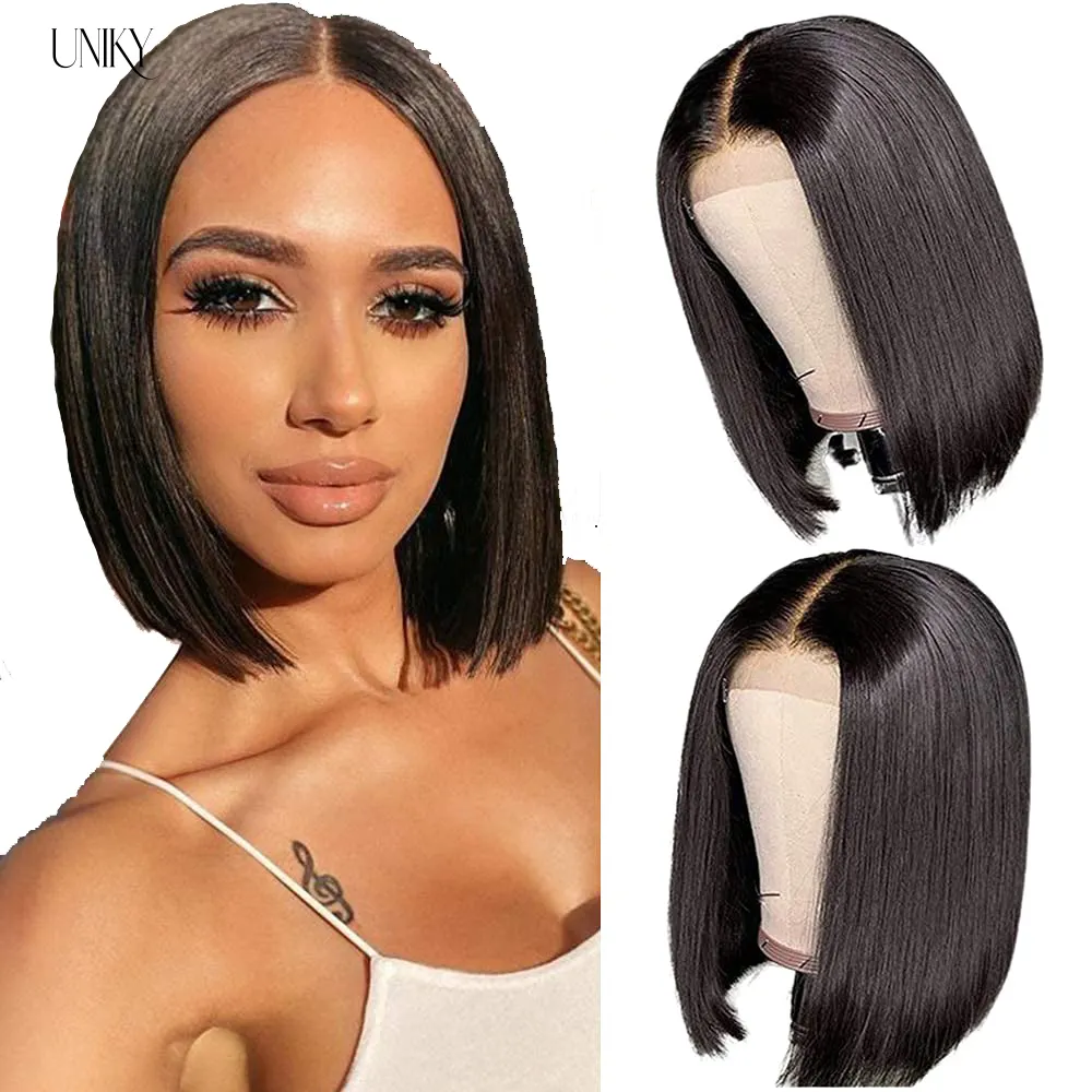 Uniky Bob Pruiken Menselijk Haar Kant Voor, Blonde Bob 613 Lace Front Pruik Virgin Menselijk Haar, kinky Krullend Korte Bob Pruik