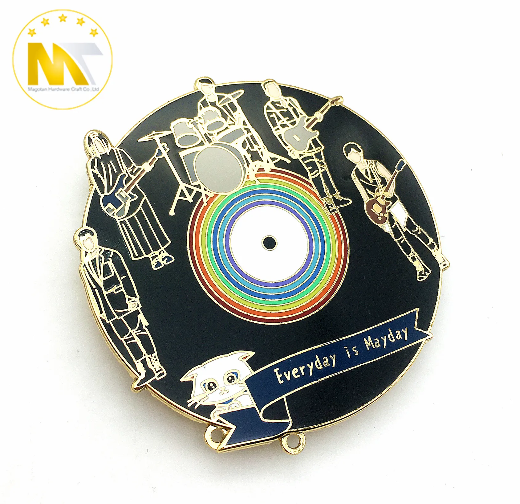Hot selling customized band design hard enamel metal zinc alloy characters badge pin