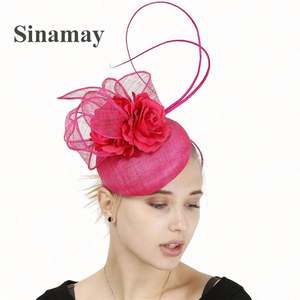 Luxury Bride Fascinator Linen New Hemp Ladies Fashion Sinamay Fascinator <b>Hat</b> - Product Image 2