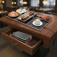 Plateau chauffant électrique pour aliments, surface en verre céramique, boîtier en acier inoxydable, 4-en-1, 10 réglages de température, minuterie, commande tactile