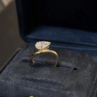 Bague de fiançailles de luxe en or 9K 10K 14K 18K avec diamant de laboratoire taille poire 1 carat certifié IGI, bague tendance pour femme, bijoux