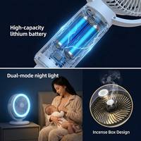 Ventilateur sur pied à circulation d'air réglable en 3 hauteurs, rechargeable par USB, avec 3 pales bioniques, moteur silencieux et télécommande pour usage domestique