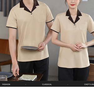 Uniforme de manga corta para mujer con logotipo personalizado para <span class=keywords><strong>recepcionista</strong></span> de personal de restaurante de <span class=keywords><strong>hotel</strong></span> y trabajos de limpieza - Product Image 5