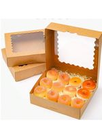 Boîte carrée en kraft légère pour mini-pâtisseries, facile à assembler, avec fenêtre transparente pour boulangerie