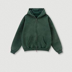 W0161 Sudadera con capucha de alta calidad, 360 g/m², con lavado a la piedra, relieve 3D, efecto desgastado, flocado, forro polar de invierno, estampado con cremallera y bordado 3D - Product Image 3