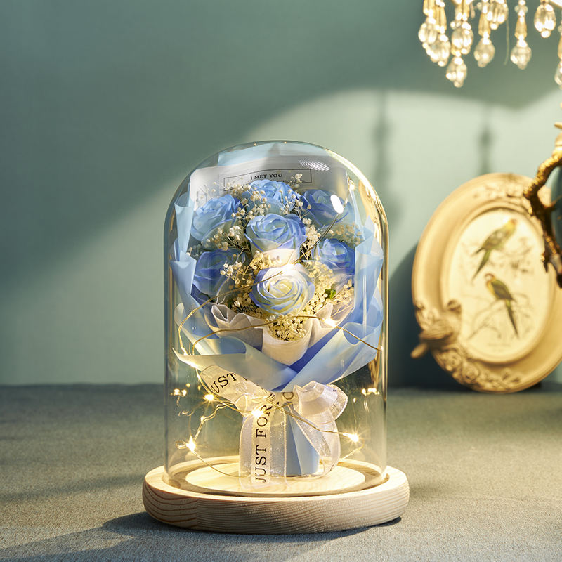 สตาร์ซี - น้ำแข็งบดสีฟ้า กุหลาบใหญ่ - ถุงของขวัญพร้อมการ์ดอวยพร