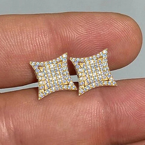 Eleganti Orecchini a Perno con Zirconi a Forma di Diamante, Design Geometrico Minimalista, Gioielli da Donna alla Moda per Uso Quotidiano, Regalo Chic - Product Image 5