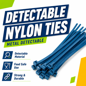 Bridas de nailon 66 detectables por metal para seguridad en el procesamiento de alimentos, sujetadores de plástico detectables por rayos X, varios tamaños 3.6*150mm - Product Image 3