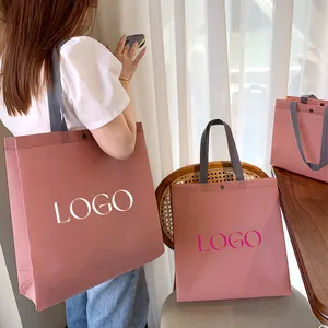 Custom printed eco-friendly grocery reusable non-woven laminated LOGO non-woven shopping handbag Recyclable