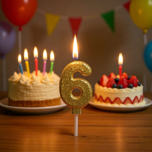 Candela Numero 6 Scintillante con Design Dorato per Feste, Decorazione Torta 6Cm - Product Image 4