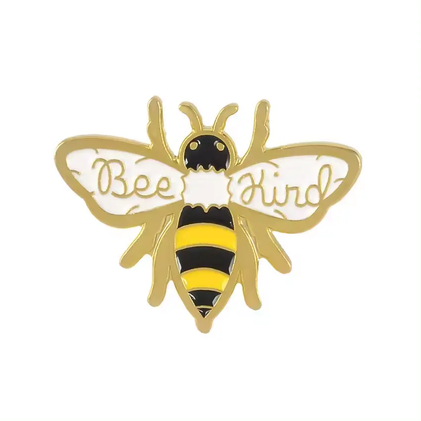 Custom Kind Design Metal Honey Bee Enamel Lapel Pin Featuring Fairy Theme and UV Offset Silk Screen Letterpress Printings
