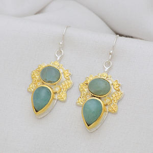 Stylish 925 Sterling <b>Silver</b> <b>Drop</b> <b>Earrings</b> with Aquamarine Stone for Weddings Parties and Gifts - Product Image 3
