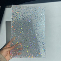 Feuille d'acrylique moulée avec paillettes argentées et confettis, couleurs vives, idéale pour la découpe laser, décoration de mariage, épaisseur 1/8