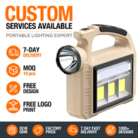 Lanterne de camping COB rechargeable par USB, lampe LED portable, ABS, haute luminosité, lampe torche alimentée par énergie solaire pour le camping en plein air, en cas d'urgence